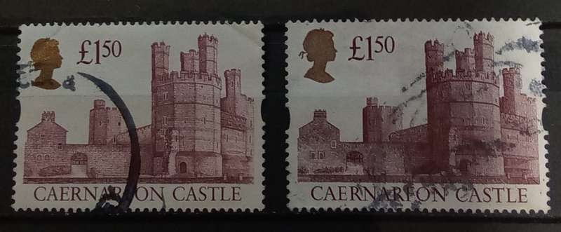 Great Britain 1992 - Caernarfon Castle - One High Head / One Low Head and Colour Varieties - SUPERB